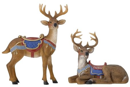 Bloomingville Glory 2er Set Kerzenhalter aus Polyresin in Form von Rentieren, perfekte Weihnmachtsdeko