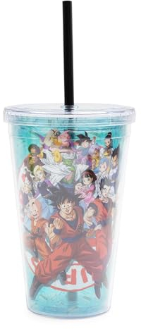 Dragon Ball Super Characters 16-Ounce Carnival Cup with Lid and Straw
