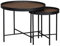 sweeek - Set de 2 Tables gigognes Rondes Pratiques en MDF Effet Bois de Noyer avec Pieds Noirs