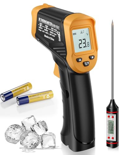 Eventek Termometro Infrarossi, -50 ° C ~ 600 ° C Termometro Laser Digitale Senza Contatto aiutante di cucina, Termometro per Cucina, Forno, Pizza, Freezer, Termometro per Carne Incluso (Non per Umani)