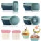 16Pcs Mini Silicone Cupcake Cases Set, Reusable Nonstick Silicone Muffin Cases, Shapes Cake Moulds for Air Fryer, Muffin Liners Pastry Cake Molds with 20Pcs Cake Toppers for DIY, Jelly, Pudding