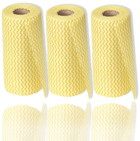 150 Putztücher Wischfixtuch Rolle 50 Blatt je Küchenrolle Wischtuch Reinigungstücher (Gelb)