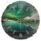 Kreative Feder Runde Wanduhr „Polarlicht“ aus Naturholz mit flüsterleisem Uhrwerk; Durchmesser 30cm (Polarlicht, leises Funkuhrwerk)
