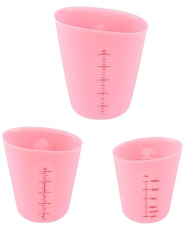 0XBIT Verre Doseur Cuisine, 3 Pièces Verre Doseur Silicone, Verre Doseur avec Graduations, Léger, Doux Résistant Hautes Températures, pour Bricolage, L'artisanat, Boratoire, Cuisine