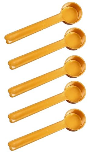 5 Pcs 8ml Liquid Measuring Spoons Protein Measuring Scoop Plastic Teaspoon Tablespoon for Dry Goods Spices Powder Golden