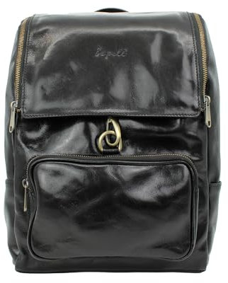bupell Rucksack Gianni aus pflanzlich gegerbtem Leder - Handgefertigt in Italien - Nero