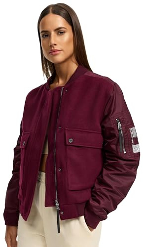 Navahoo Damen Bomberjacke leichte Übergangsjacke mit Ärmelraffung Willstehaben 14 Wine Gr. M
