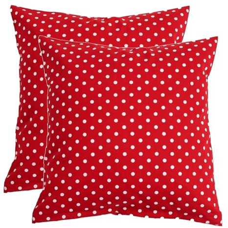 Hans-Textil-Shop 2er Set Kissenbezüge Punkte 7 mm Baumwolle Reißverschluss - Gepunktet, Kissen, Kissenhülle, Kopfkissen, Dekokissen, Couchkissen, Sofakissen (30x30 cm, Rot)