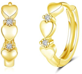 Deyanse Ohrringe Silber 925 Creolen, 925 Sterling Silber Herz Creolen mit Zirkonia, Hypoallergen Ohrringe Creolen für Damen Mädchen, Schlafen Knorpel Huggie Kreolen Ohrringe, Geschenk zum Valentinstag