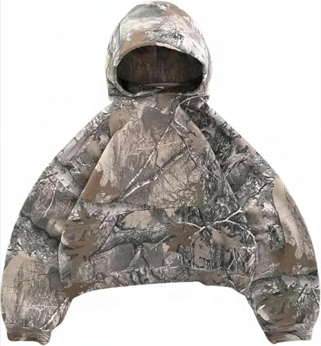 Zelbuck Damen Hoodie Y2K Hip Hop Grafik Kapuzenpullover Sweatshirt Mit Reißverschluss Langarm Camouflage Hoodie Übergroßer Pullover