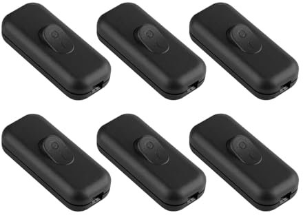 ‌Schwarz Wippschalter, 6A, 2-polig und 3-polig, für Kleingeräte oder Lampen, 6 Stück