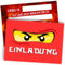 ZETTMANN® 12 Premium Einladungskarten Kindergeburtstag Junge - Karten Set mit Ninja Motiv - Einladungskarten Geburtstag - hochwertige Einladungskarten (Roter Ninja)