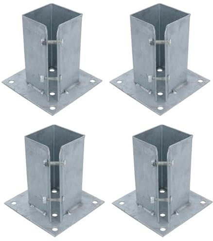 Fence Post Bolt Down Shoe Holder Support Clamp Galvanised 75 x 75mm 4PK