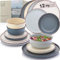 SÄNGER Bombay Moonlight | Geschirrset 12 teilig, Steingut Geschirr 4 Personen, 4x Speiseteller 4x Dessertteller 4x Schalen, Teller Set bunt | VALUE COLLECTION