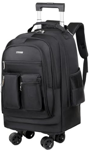 Reisetasche Mit Rollen Reise-Trolley-Tasche mit Rollen, Herren-Rollgepäck, Rollrucksack, Business-Trolley-Pack, Koffer, Tragetasche Für Reisen(Black)