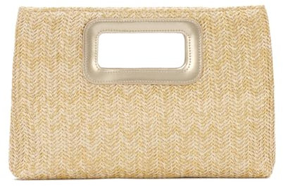 LHHMZ Women’s Top Handle Straw Clutch Handbag Raffia Evening Bag Summer Beach Travel Bags With Chain