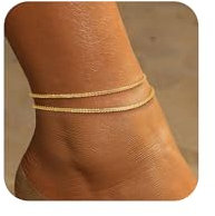 ZOERAY Bracelets Chaine de Cheville pour Femme Argent 925 Multirang 18 Carats Or Chaîne de Cheville en Perles Serpent Cubaine Imperméable Réglable Chaine de Pied Plage d'été Bijoux pour Enfants