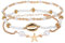 Mikovivi 3pcs Bracelets Cheville pour Femme, Réglables Perles Étoile de Mer Pince de Crabe Bracelets Cheville Perles Style Bohème Bijoux Plage l'Été