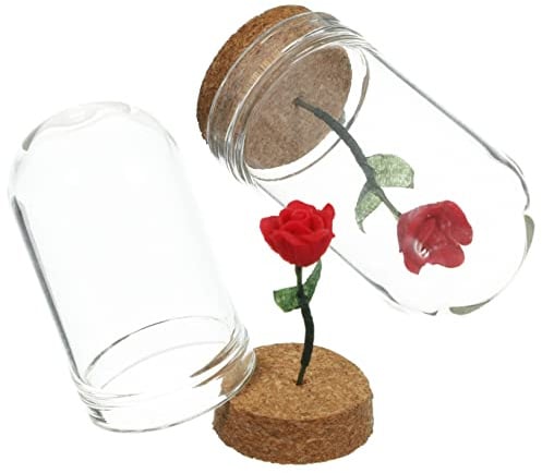 Cabilock 2stücke Miniaturblume in Glasglocke Miniatur-szenenmodell Rosen-Blumen-Dekoration Für Tischdekorationen Und Mini-häuser