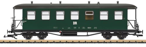 LGB 36372 DR Personenwagen Bauart KB – Reko-Wagen 2. Klasse, Spur G, mit Metallradsätzen, Türen zum Öffnen, Epoche IV, für Gartenbahn, detailgetreu & originalbeschriftet