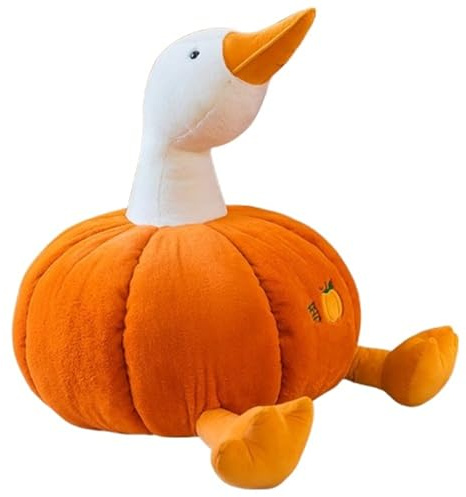 KUKUShining Kuscheltier Kürbis Gans, Kürbisenten Plüschtier Weiche Süßes Wurfkissen Niedliche Plüsch Kissen Spielzeug Puppe Für Halloween(75cm/29.5in)