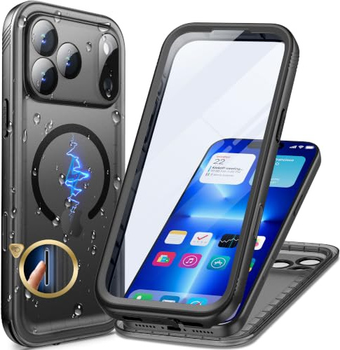 Cozycase TOP Militärschutz wasserdichte 360 Hülle Für iPhone 17 18 Pro Max | Magnetische Für MagSafe, Outdoor Panzerhülle Full Cover Armor Case, Soßfest Staubschutz Baustelle Waterproof Handyhülle