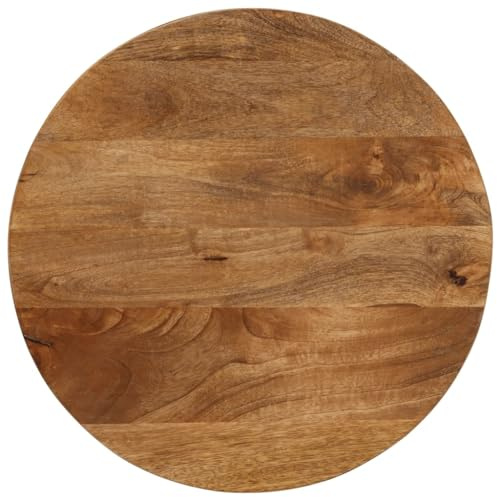 Teenpull Runde Tischplatte Ø 50x3,8 cm aus massivem Mangoholz in Eichen-Optik, vielseitig für Esstische, Beistelltische, Schreibtische und Bürotische, einfache Reinigung