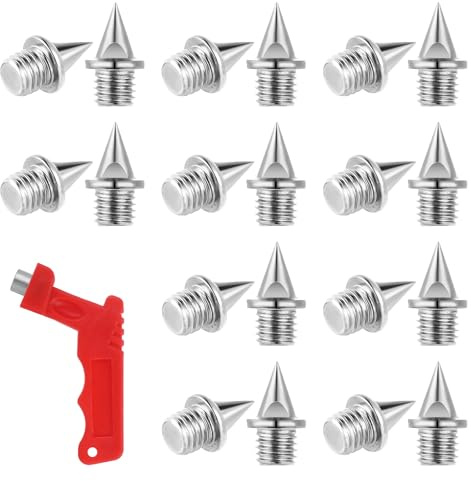50PCS 6mm Running Spikes Stainless Steel Pyramid Track Spike with Spike Wrench, Replacement Cross Country Spikes for Field Sprint Sports Short Running