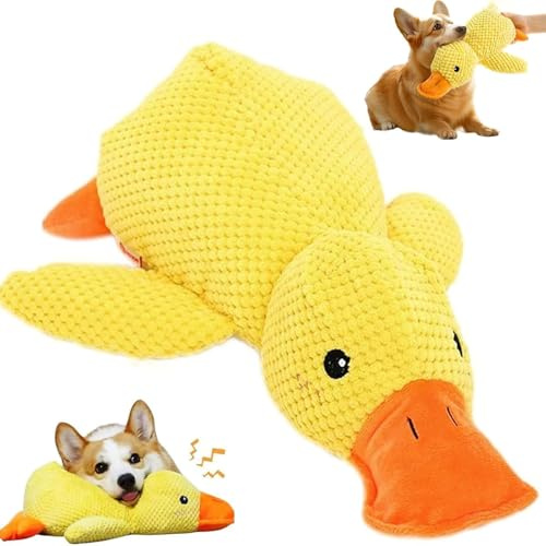 YeahBoom Anti Stress Ente für Hunde,Ente Hundespielzeug,Antistressente für Hunde,Quietschspielzeug Hund Kuscheltier,Interaktives Hundespielzeug für Kleine,Mittlere,Große Hunde