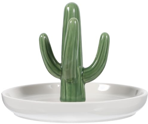 Veemoon Ceramic Cactus Jewelry Display Dish Elegant European-style Jewelry Organizer Dish Desktop Organization Home Decor
