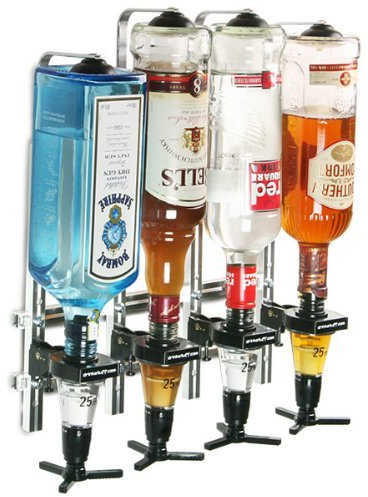 Oypla 4 Bottle Wall Mounted Spirit Drink Dispenser Bar Shot Measurer Optics