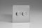 Varilight Brushed Steel Screwless, LED Dimmer Switch - V-Pro Series, 2 Gang (Single), 1 or 2 Way, 250 Watt (Trailing Edge)
