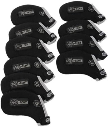 Pro-Tekt Neoprene 10 Piece Velcro Golf Club Iron Headcover Set – Left Handed, Black/Silver, 1214-LH