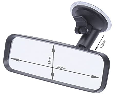 HR-imotion - Specchietto retrovisore Interno Convesso, Designed in Germany, Montaggio rapido Tramite Fissaggio Tramite Ventosa, 10410701