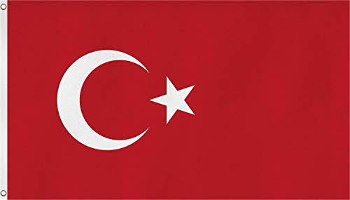normani Flagge - Fahne - Hissfahne mit Zwei Metallösen zur Befestigung und zum Hissen - Größe 90 x 150 cm wetterfest Farbe Türkei