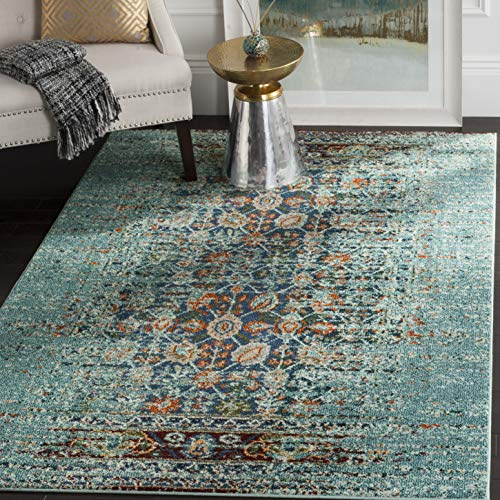 SAFAVIEH Monaco Collection Accent Rug - 3' x 5', Blue & Multi, Boho Abstract Distressed Design, Non-Shedding & Easy Care, Ideal for High Traffic Areas in Entryway, Living Room, Bedroom (MNC208J)