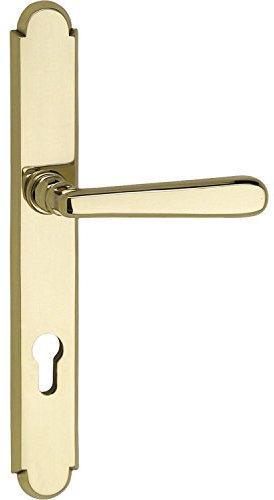 Marchesi 2x Sicherheits-Drückergarnitur ALT-WIEN - auf Langschild Profilzylinder Entfernung 88mm, mit Kernziehschutz RC3, Messing poliert, Doppelpack