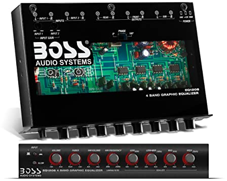Boss Audio EQ1208 Verstärkter 4-Band-Equalizer mit Subwoofer-Steuerung