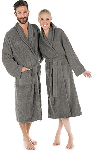 CelinaTex S-XXXL Bademantel Schalkragen Uni lang aufgesetzte Taschen Damen Herren Unisex warm Frottee Baumwolle Oeko-TEX Oregon