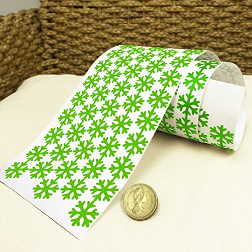 i.LifeUK 144 Snowflake Vinyl Christmas Sticker 20mm Colour Self Adhesive Peel&Stick -Apple Green