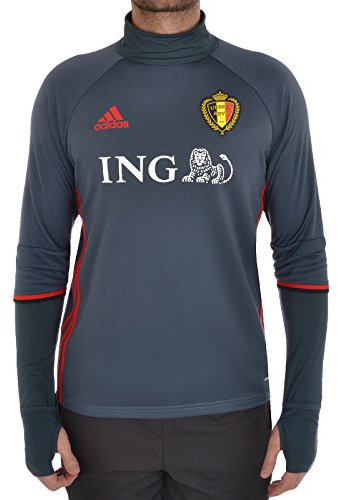 adidas Mens Gents Football Soccer Belgium Training Long Sleeve Shirt Top Dk Grey - 2XL