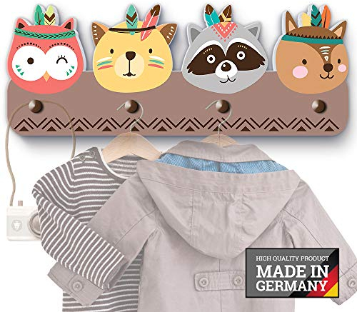 luvel YOUNG FASHION G001 farbige Indianer Wandgarderobe, 39x15x5cm, Kinderzimmer, Kindermöbel Wanddekoration für Babyzimmer, Kindergeschenk,