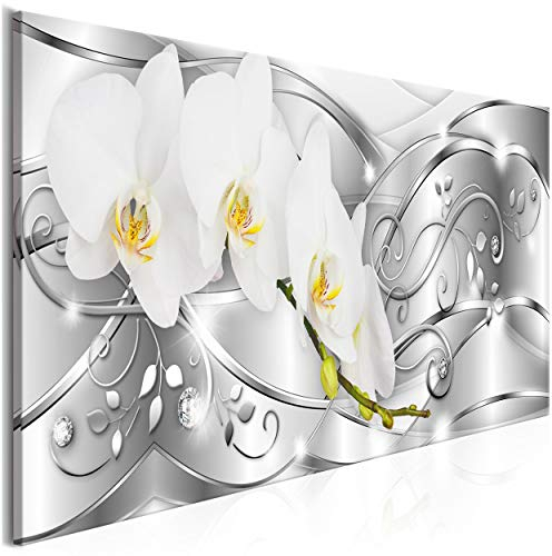 decomonkey Bilder Blumen Abstrakt 150x50 cm 1 Teilig Leinwandbilder Bild auf Leinwand Wandbild Kunstdruck Wanddeko Wand Wohnzimmer Wanddekoration Deko Orchidee modern