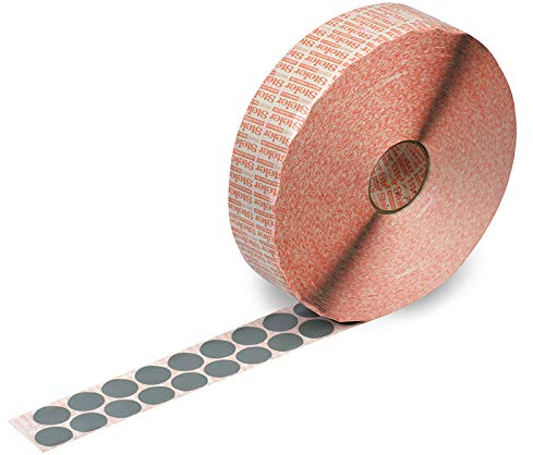 Klebepunkte Spezial-Gewebe, 30 mm Ø, 6000 Stück | Größe auswählbar (leicht ablösbar, hitzebeständig bis + 180 Grad, beschriftbar, flexibel) grau