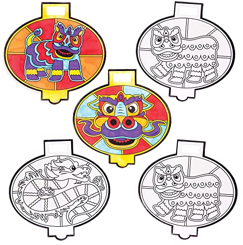 Baker Ross Décorations du Nouvel An Chinois pour fenêtre à colorier - Loisirs créatifs pour enfants à colorier et exhiber. (Lot de 12)