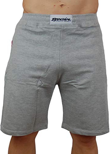 Brachial Premium Herren Kurze Hose Rude Grau M - Short Trainingshose für Fitness Bodybuilding Kraftsport Gym