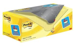 Post-it® Notes Canary Yellow 76 mm x 76 mm Promo Pack 100 Sheets/Pad 16 + 4 Free Pads/Pack Cardboard Pack 100% PEFC SGSCH-PEFC-COC-110078