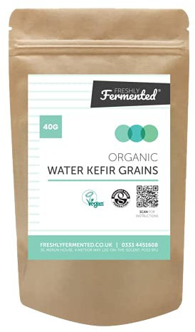 Freshly Fermented - Organic & Vegan Certified Water Kefir Grains Starter Culture, 40g