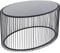 Kare Design Couchtisch Wire Uno, Schwarz, Wohnzimmertisch, Beistelltisch, Stahlgestell, Glas Tischplatte, oval, 41x90x60 cm (H/B/T)