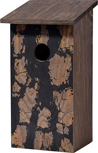 dobar® 11020e Nistkasten Pinus Sylvestris - Nisthöhle Wildvögel - Nisthilfe Multiplexholz - Meisenkasten - Vogelkasten Ø35mm Einflugloch - Vogelhaus Motiv: Kiefer - 15,5 x 14,5 x 30 cm - Dunkelbraun